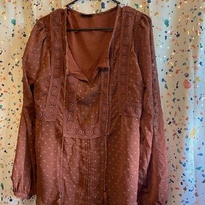 NWOT Miss Me long sleeve top, sheer with lining